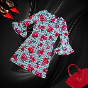 Tommy Hilfiger Floral Stretchy Bell Sleeve Midi Dress Size 2